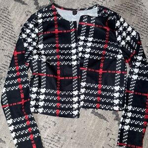 Chic Black and Red Plaid Jacket